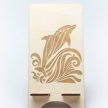 Intra απο ξύλο plywood 3mm-4mm πάχος - Τηλεφωνική βάση Dolphin with Waves Δίασταση 20x20 cm INTRAFABR-66103392 - Image 2