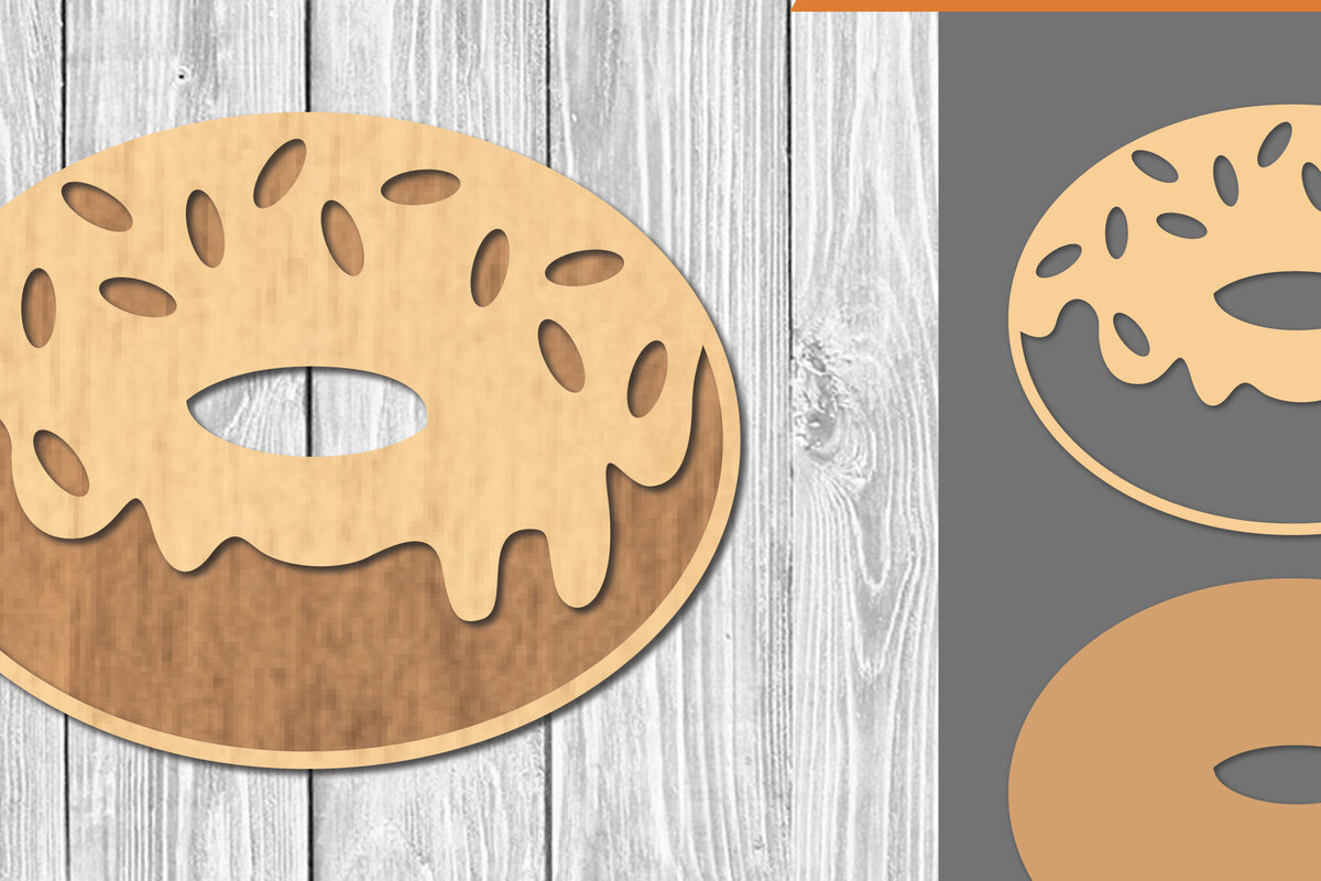 Intra απο ξύλο plywood 3mm-4mm πάχος - Διακόσμηση κοπής με λέιζερ ντόνατ  2 Δίασταση 20x20 cm INTRAFABR-109511005