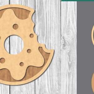 Intra απο ξύλο plywood 3mm-4mm πάχος - Διακόσμηση κοπής με λέιζερ ντόνατ  2 Δίασταση 20x20 cm INTRAFABR-109409939