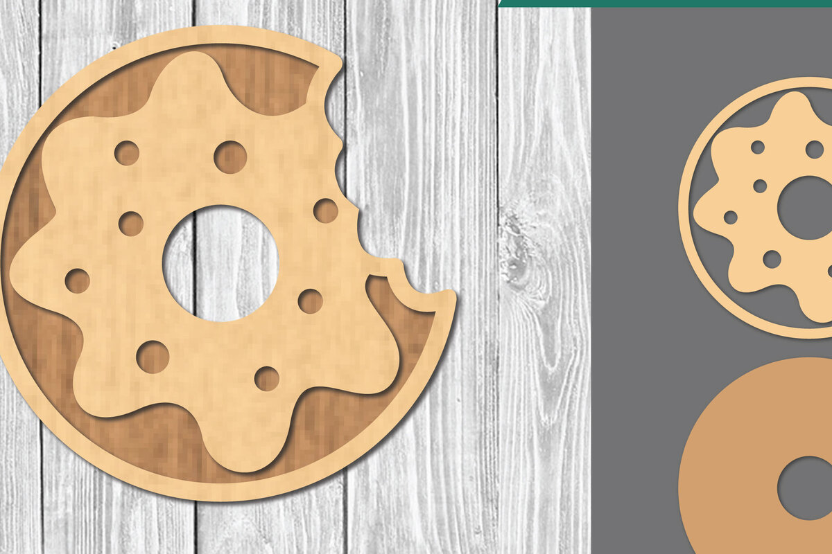 Intra απο ξύλο plywood 3mm-4mm πάχος - Διακόσμηση κοπής με λέιζερ ντόνατ  2 Δίασταση 20x20 cm INTRAFABR-109409939