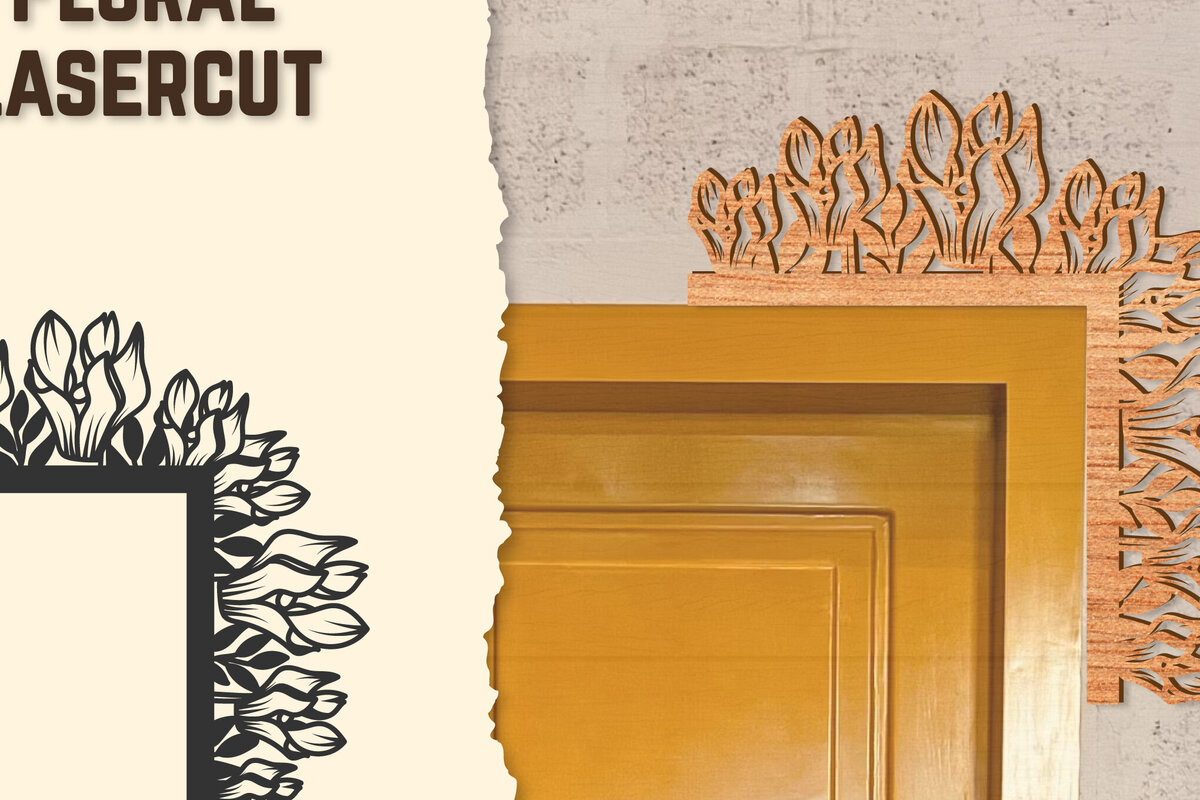 Intra απο ξύλο plywood 3mm-4mm πάχος - Γωνιακή πόρτας Floral Lasercut Δίασταση 20x20 cm INTRAFABR-123513048