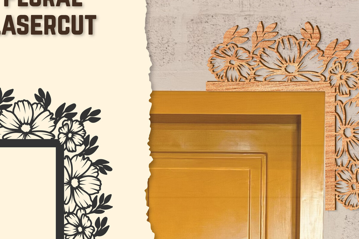 Intra απο ξύλο plywood 3mm-4mm πάχος - Γωνιακή πόρτας Floral Lasercut Δίασταση 20x20 cm INTRAFABR-123513066