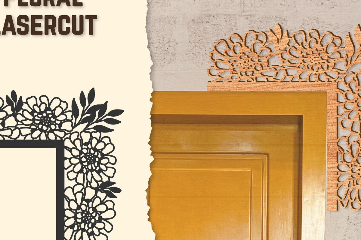 Intra απο ξύλο plywood 3mm-4mm πάχος - Γωνιακή πόρτας Floral Lasercut Δίασταση 20x20 cm INTRAFABR-123513034