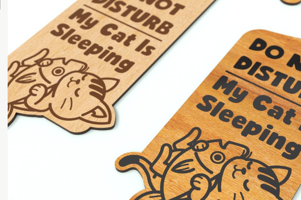 Intra απο ξύλο plywood 3mm-4mm πάχος - Κρεμάστρα πόρτας, Cat, Laser Cut, Χαρτί,  Δίασταση 20x20 cm INTRAFABR-81421712