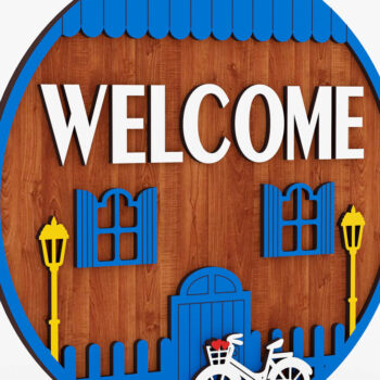 Intra απο ξύλο plywood 3mm-4mm πάχος - Door Hanger Welcome Files Cut Laser Δίασταση 300x300 cm INTRAFABR-72391944 - Image 2