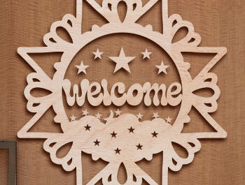 Intra απο ξύλο plywood 3mm-4mm πάχος - Σήμα υποδοχής πόρτας Laser Cut . Δίασταση 30x30 cm INTRAFABR-78340678 - Image 1