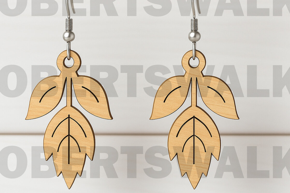 Intra απο ξύλο plywood 3mm-4mm πάχος - Σκουλαρίκια με διπλά φύλλα Δίασταση 3x3 cm INTRAFABR-123813098