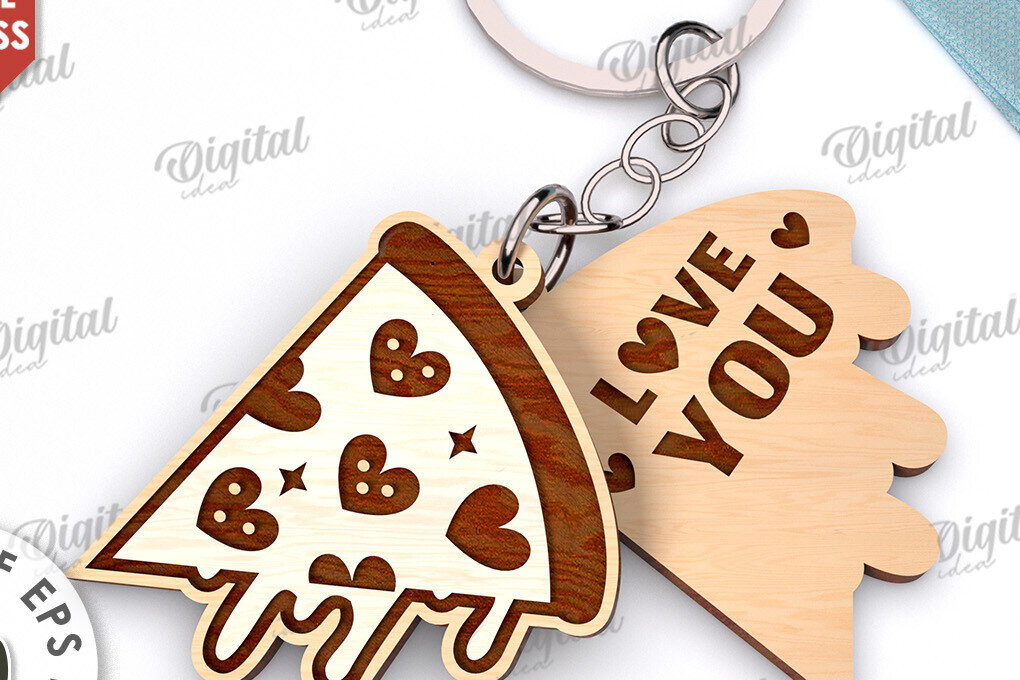 Intra απο ξύλο plywood 3mm-4mm πάχος - Κόψιμο με λέιζερ διπλό μπρελόκ Αγίου Βαλεντίνου Δίασταση 4x4 cm INTRAFABR-110312051