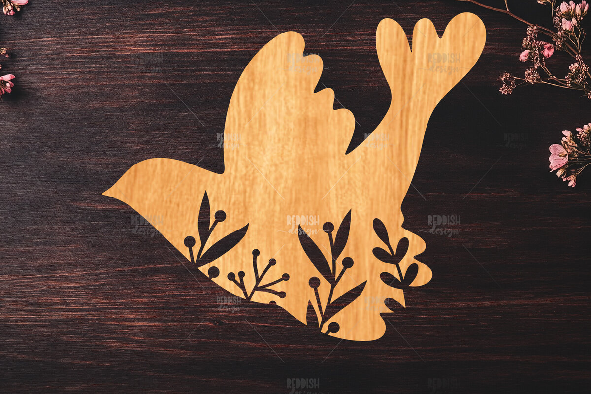 Intra απο ξύλο plywood 3mm-4mm πάχος -   κοπής Dove Floral Laser Δίασταση 20x20 cm INTRAFABR-119534933