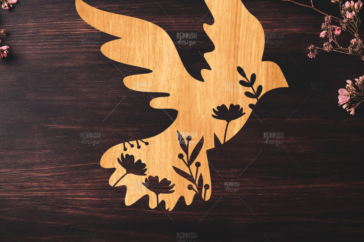 Intra απο ξύλο plywood 3mm-4mm πάχος -   κοπής Dove Floral Laser Δίασταση 20x20 cm INTRAFABR-119534947