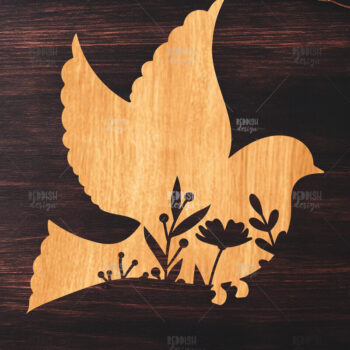 Intra απο ξύλο plywood 3mm-4mm πάχος - κοπής Dove Floral Laser Δίασταση 20x20 cm INTRAFABR-119534913 - Image 1