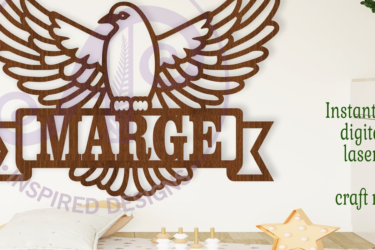 Intra απο ξύλο plywood 3mm-4mm πάχος -  κοπής λέιζερ  Sign Dove Name Δίασταση 30x20 cm INTRAFABR-106340387