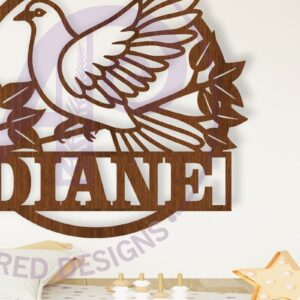 Intra απο ξύλο plywood 3mm-4mm πάχος - Σήμα ονόματος  Laser με θέμα Dove Δίασταση 30x20 cm INTRAFABR-106030039