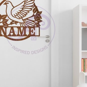 Intra απο ξύλο plywood 3mm-4mm πάχος - Σήμα ονόματος  Laser με θέμα Dove Δίασταση 30x20 cm INTRAFABR-106030039 - Image 3