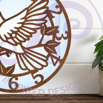 Intra απο ξύλο plywood 3mm-4mm πάχος - Dove Wall Clock Files Cut Laser,  Δίασταση 30x20 cm INTRAFABR-108264491 - Image 2