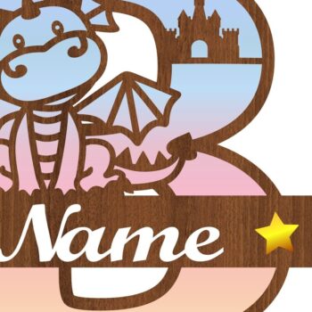 Intra απο ξύλο plywood 3mm-4mm πάχος - Μονόγραμμα με κεφαλαίο δράκο Γράμμα B  Αποκοπή Δίασταση 30x20 cm INTRAFABR-75363554 - Image 3