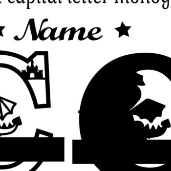 Intra απο ξύλο plywood 3mm-4mm πάχος - Μονόγραμμα με κεφαλαίο δράκο Γράμμα C  Αποκοπή Δίασταση 30x20 cm INTRAFABR-75363577 - Image 2