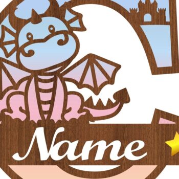 Intra απο ξύλο plywood 3mm-4mm πάχος - Μονόγραμμα με κεφαλαίο δράκο Γράμμα C  Αποκοπή Δίασταση 30x20 cm INTRAFABR-75363577 - Image 3