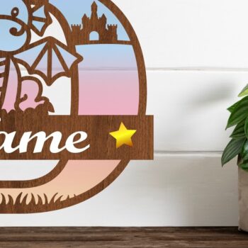 Intra απο ξύλο plywood 3mm-4mm πάχος - Μονόγραμμα Δράκου με κεφαλαίο γράμμα D  Cut Δίασταση 30x20 cm INTRAFABR-75363595 - Image 1