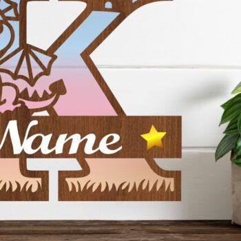 Intra απο ξύλο plywood 3mm-4mm πάχος - Μονόγραμμα με κεφαλαίο δράκο Γράμμα K  Cut Δίασταση 30x20 cm INTRAFABR-75363711 - Image 1