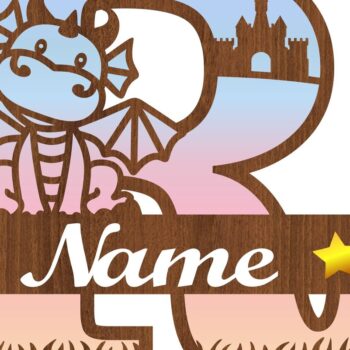 Intra απο ξύλο plywood 3mm-4mm πάχος - Μονόγραμμα με κεφαλαίο Dragon Letter R  Cut Δίασταση 30x20 cm INTRAFABR-75363856 - Image 3