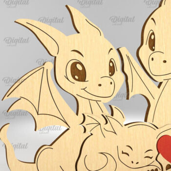 Intra απο ξύλο plywood 3mm-4mm πάχος - Dragon Family Puzzle Laser Cut  Δίασταση 30x20 cm INTRAFABR-91504426 - Image 1