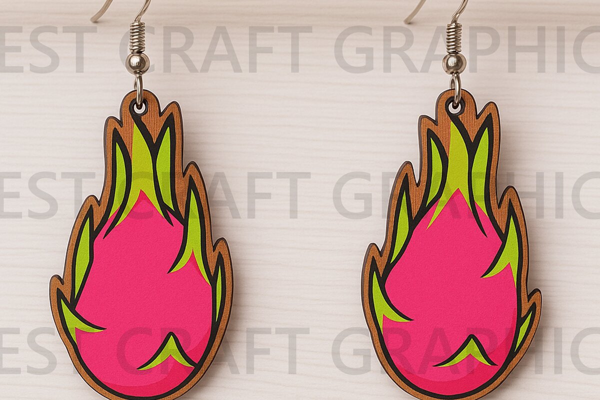 Intra απο ξύλο plywood 3mm-4mm πάχος -   για Dragon Fruit Earrings Δίασταση 3x3 cm INTRAFABR-123671417