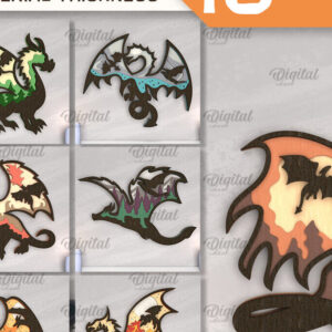 Intra απο ξύλο plywood 3mm-4mm πάχος - Δέσμη κοπής με λέιζερ Decor με στρώσεις Dragon Δίασταση 30x20 cm INTRAFABR-102990341