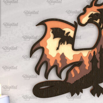 Intra απο ξύλο plywood 3mm-4mm πάχος - Dragon Layered Decor Σχέδιο κοπής με λέιζερ Δίασταση 30x20 cm INTRAFABR-102986600 - Image 1