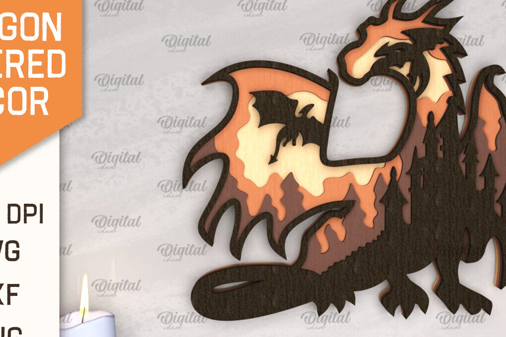 Intra απο ξύλο plywood 3mm-4mm πάχος - Dragon Layered Decor Σχέδιο κοπής με λέιζερ Δίασταση 30x20 cm INTRAFABR-102986600