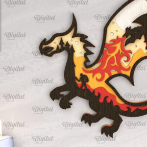 Intra απο ξύλο plywood 3mm-4mm πάχος - Dragon Layered Decor Σχέδιο κοπής με λέιζερ Δίασταση 30x20 cm INTRAFABR-102986646