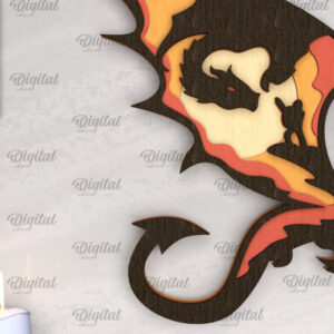 Intra απο ξύλο plywood 3mm-4mm πάχος - Dragon Layered Decor Σχέδιο κοπής με λέιζερ Δίασταση 30x20 cm INTRAFABR-102986721