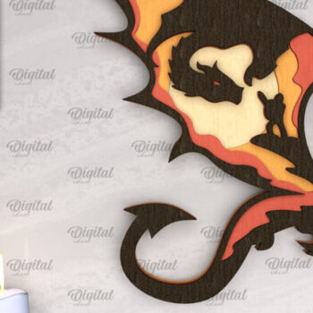 Intra απο ξύλο plywood 3mm-4mm πάχος - Dragon Layered Decor Σχέδιο κοπής με λέιζερ Δίασταση 30x20 cm INTRAFABR-102986721 - Image 1