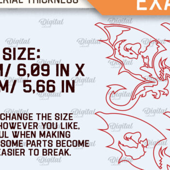 Intra απο ξύλο plywood 3mm-4mm πάχος - Dragon Layered Decor Σχέδιο κοπής με λέιζερ Δίασταση 30x20 cm INTRAFABR-102986721 - Image 2