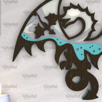 Intra απο ξύλο plywood 3mm-4mm πάχος - Dragon Layered Decor Σχέδιο κοπής με λέιζερ Δίασταση 30x20 cm INTRAFABR-102986766 - Image 1