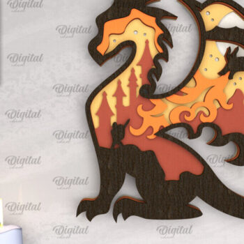 Intra απο ξύλο plywood 3mm-4mm πάχος - Dragon Layered Decor Σχέδιο κοπής με λέιζερ Δίασταση 30x20 cm INTRAFABR-102987001 - Image 1