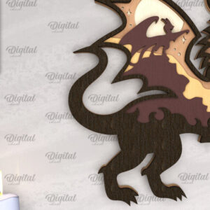 Intra απο ξύλο plywood 3mm-4mm πάχος - Dragon Layered Decor Σχέδιο κοπής με λέιζερ Δίασταση 30x20 cm INTRAFABR-102987041