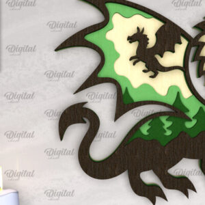 Intra απο ξύλο plywood 3mm-4mm πάχος - Dragon Layered Decor Σχέδιο κοπής με λέιζερ Δίασταση 30x20 cm INTRAFABR-102986509