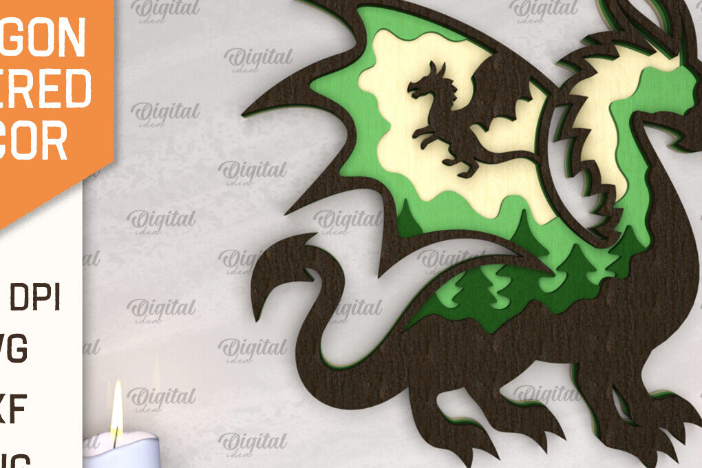 Intra απο ξύλο plywood 3mm-4mm πάχος - Dragon Layered Decor Σχέδιο κοπής με λέιζερ Δίασταση 30x20 cm INTRAFABR-102986509