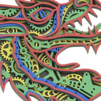 Intra απο ξύλο plywood 3mm-4mm πάχος - Dragon Mecha Mandala Δίασταση 30x30 cm INTRAFABR-24815087 - Image 2