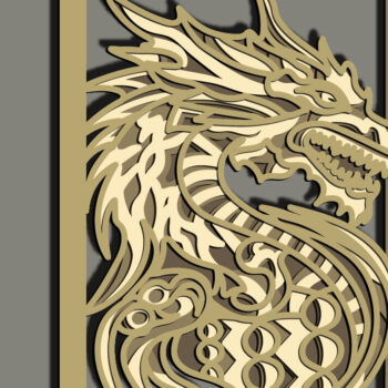 Intra απο ξύλο plywood 3mm-4mm πάχος - Dragon Multilayer /3D Dragon Mandala Δίασταση 30x30 cm INTRAFABR-66501294 - Image 1