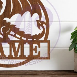 Intra απο ξύλο plywood 3mm-4mm πάχος - Dragon Name Sign Design  Laser Cut Te Δίασταση 30x20 cm INTRAFABR-96847481