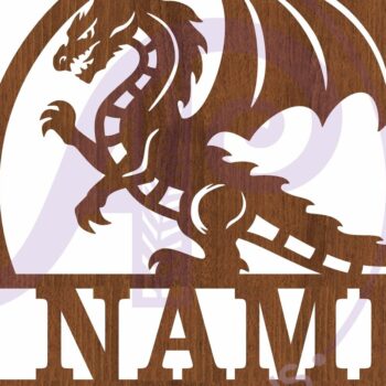 Intra απο ξύλο plywood 3mm-4mm πάχος - Dragon Name Sign Design Laser Cut Te Δίασταση 30x20 cm INTRAFABR-96847481 - Image 3