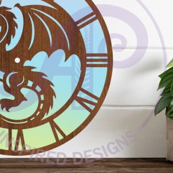 Intra απο ξύλο plywood 3mm-4mm πάχος - Dragon Wall Clock Files Cut Laser, Δίασταση 30x20 cm INTRAFABR-96791950 - Image 2