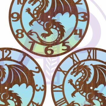Intra απο ξύλο plywood 3mm-4mm πάχος - Dragon Wall Clock Files Cut Laser, Δίασταση 30x20 cm INTRAFABR-96791950 - Image 4