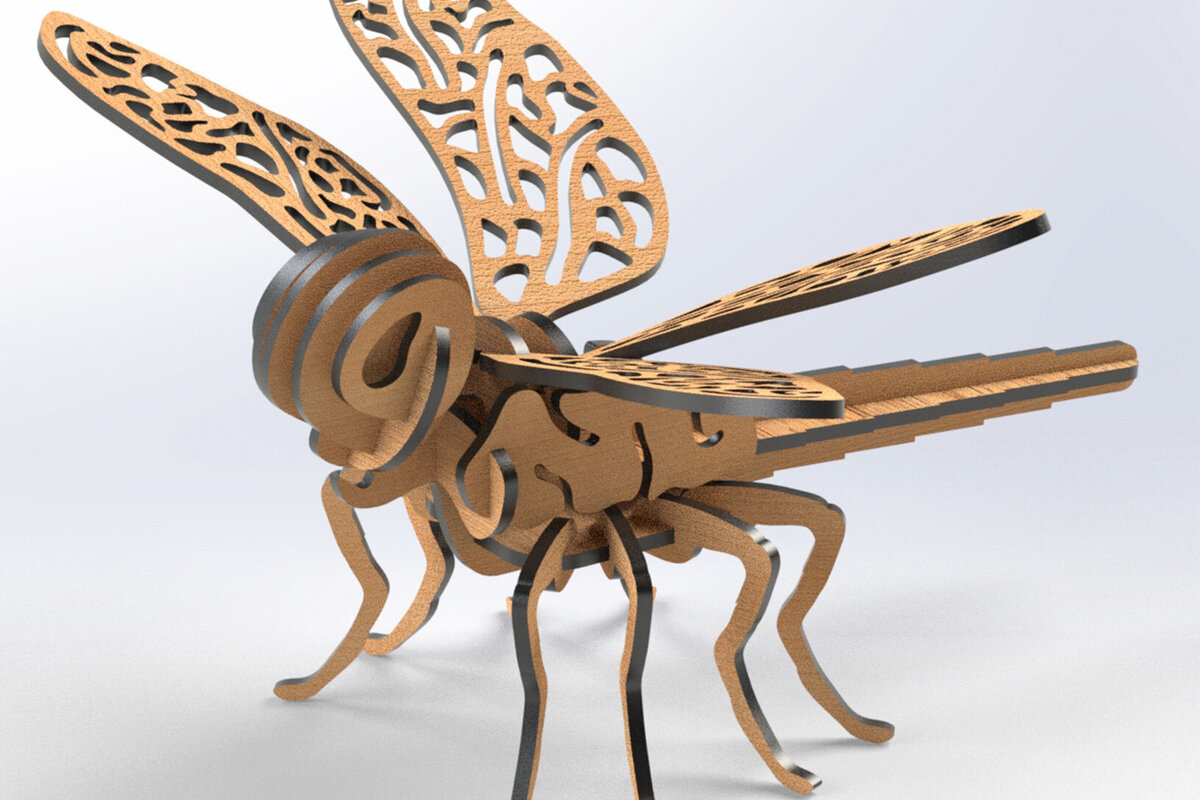 Intra απο ξύλο plywood 3mm-4mm πάχος - Dragonfly 3D Animal  για Laser Cutting Δίασταση 20x20 cm INTRAFABR-79733326
