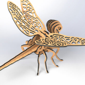 Intra απο ξύλο plywood 3mm-4mm πάχος - Dragonfly 3D Animal για Laser Cutting Δίασταση 20x20 cm INTRAFABR-79733326 - Image 3