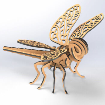 Intra απο ξύλο plywood 3mm-4mm πάχος - Dragonfly 3D Animal για Laser Cutting Δίασταση 20x20 cm INTRAFABR-79733326 - Image 4