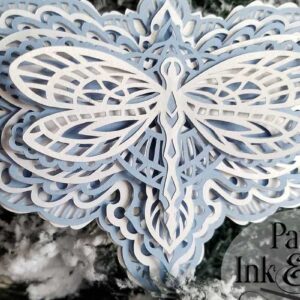 Intra απο ξύλο plywood 3mm-4mm πάχος - Dragonfly 3D στολίδι με στρώματα χαρτιού Δίασταση 6x6 cm INTRAFABR-16937899