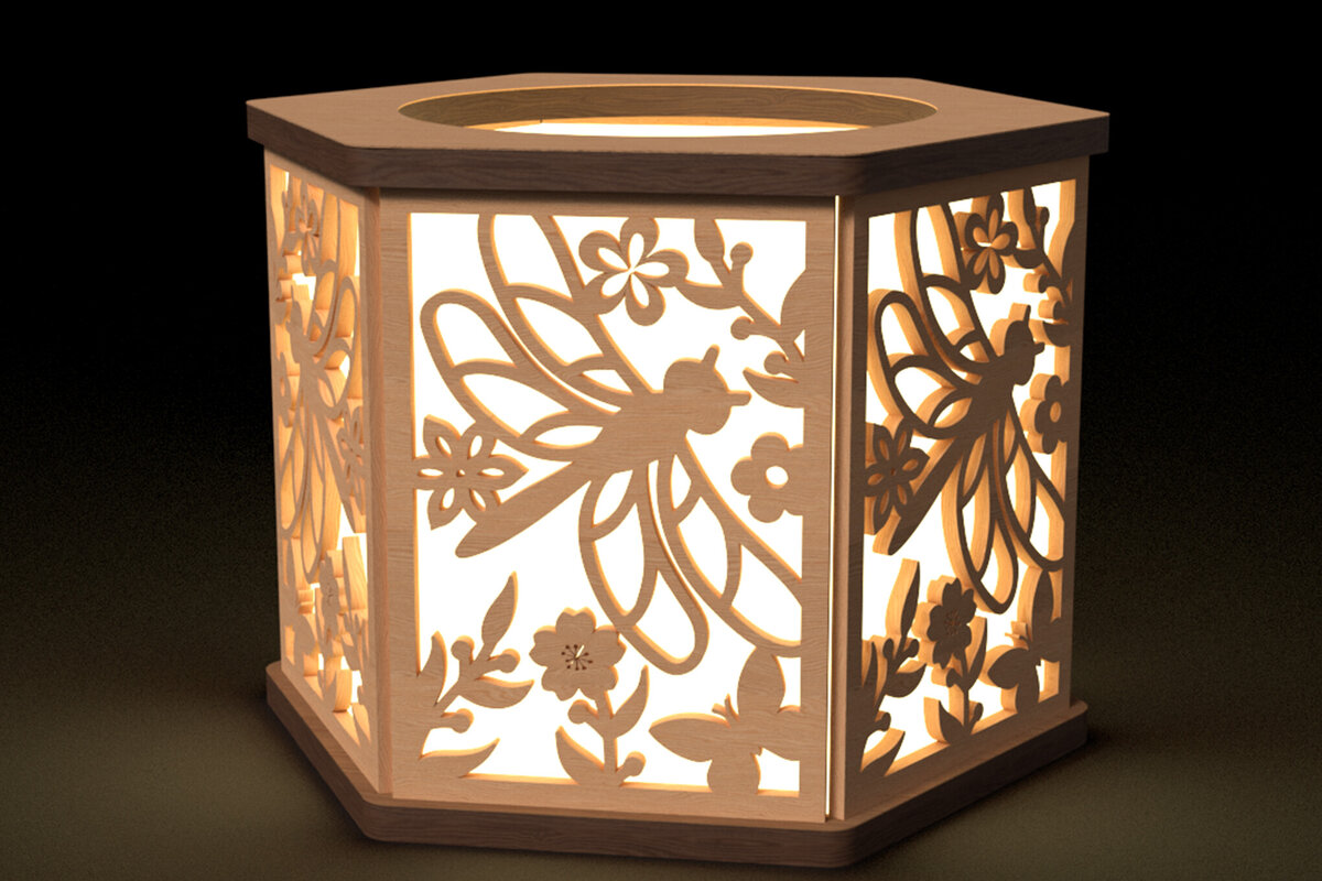 Intra απο ξύλο plywood 3mm-4mm πάχος - Κεριοφόρος Dragonfly Cut Laser Δίασταση 30x20 cm INTRAFABR-115911868